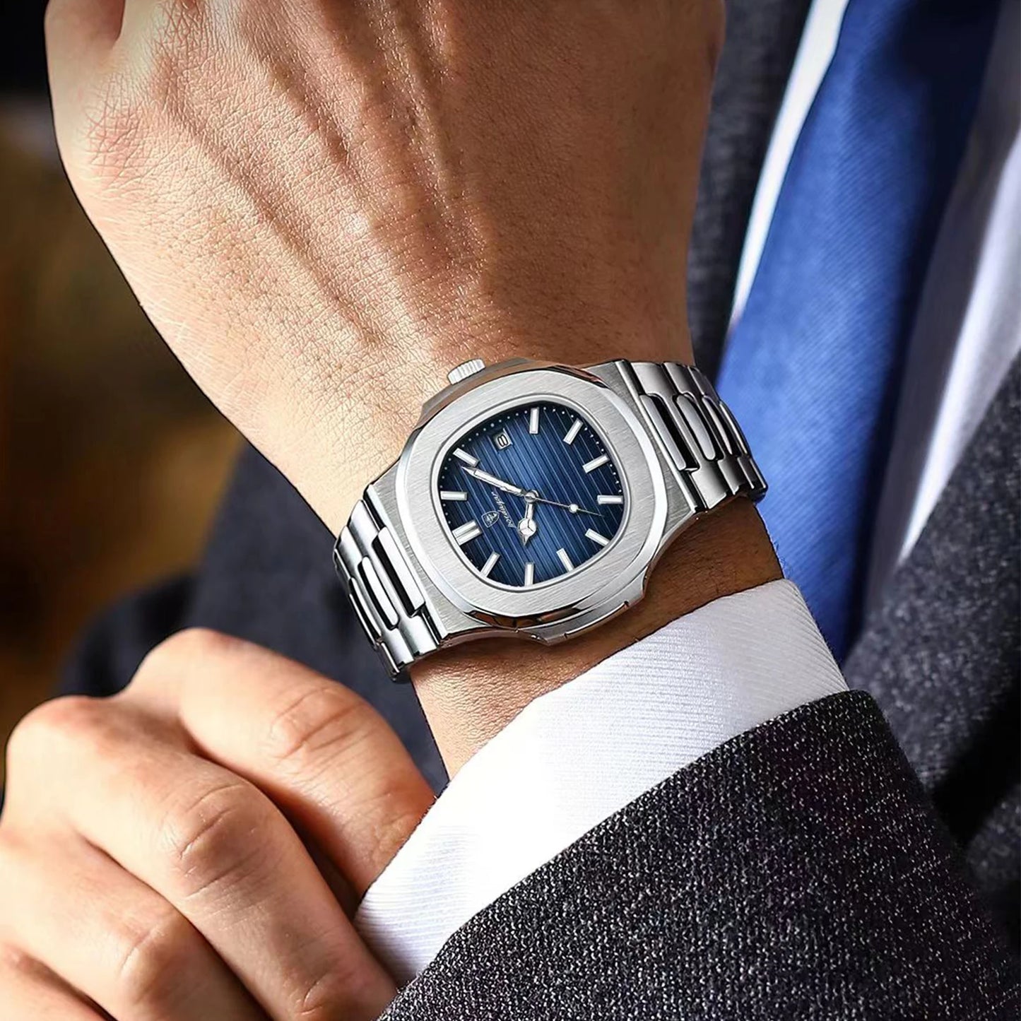 Luxury Blue Quartz Watch
