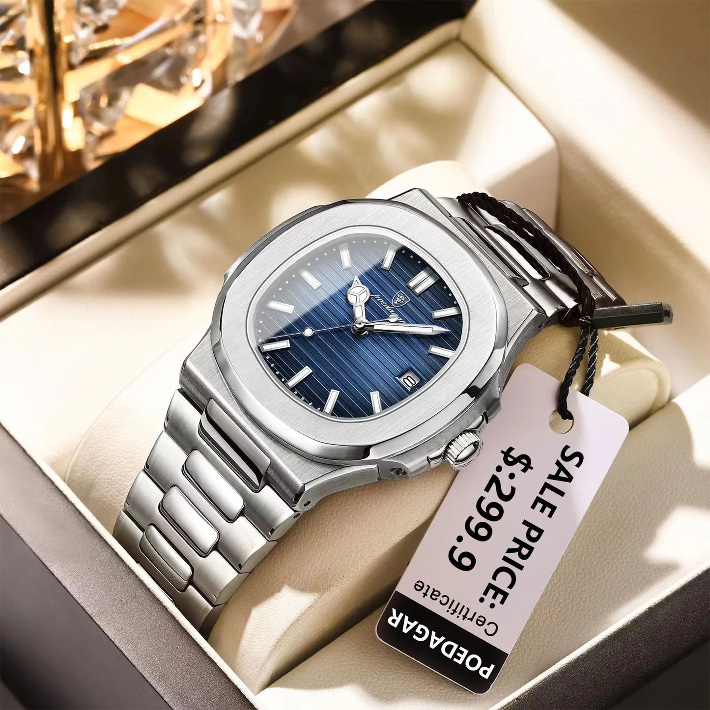 Luxury Blue Quartz Watch